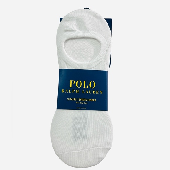 Polo Ralph Lauren Men's Socks 3 Pairs Dress Liners, Non-Slip Heel White Sz 10-13 - Picture 1 of 4